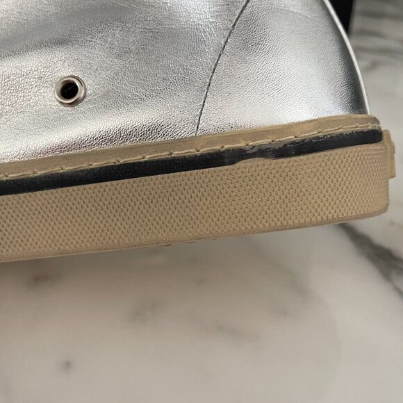 YSL Saint Laurent 711267 Metallic Silver Mens Malibu Mid-Top Sneaker Shoe, 41/45 - Picture 15 of 16